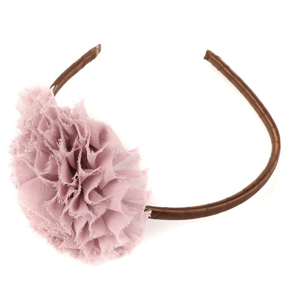 Kids Dream Girls Mauve Mesh Large Ruffle Flower Narrow Headband - SophiasStyle.com